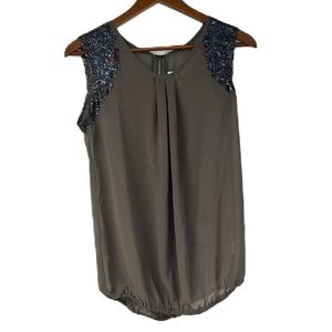 Ricki Cherr Maternity Sleeveless Gray Round Neck Blouse Top Size S